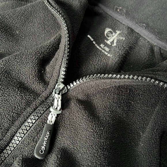 Y2K Calvin Klein Fleece Jacket Women’s sz XL Black Full Zip Pockets Performance - Picture 6 of 10